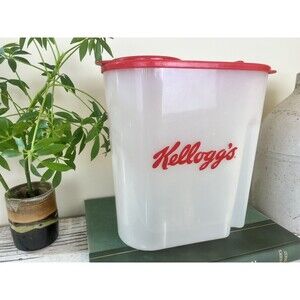 Vintage Kelloggs 1996 Cereal Storage Container Red On Red Lid Fresh Keeper Retro